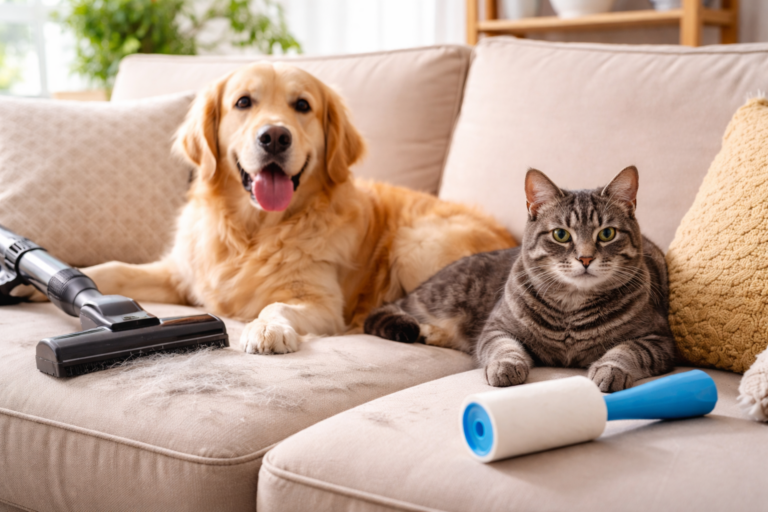 Saiba como fazer limpeza de sofá pet, remover pelos, evitar pulgas e manter seu estofado limpo e seguro para cães e gatos.